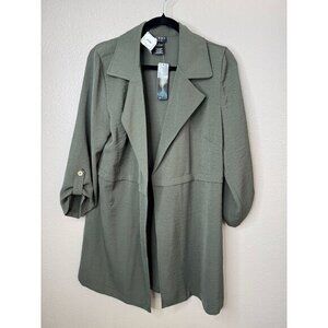 NWT-SOHO Women's Green‎ Jacket Size L long sleeve long jacket collared Polyester